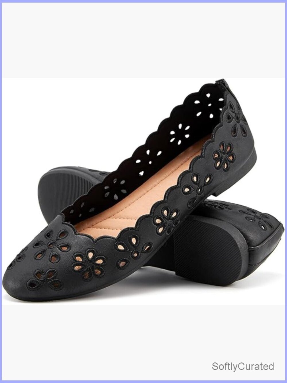 Women's Ballet Flats PU Leather Round Toe Slip On Comfortable Memory Foam